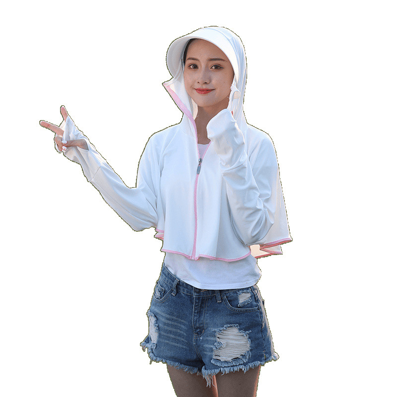 Ropa de hielo para mujeres de verano largo montar ropa de coche eléctrico sombrilla sombrilla con sombrilla chal corto manga larga comercio al por mayor