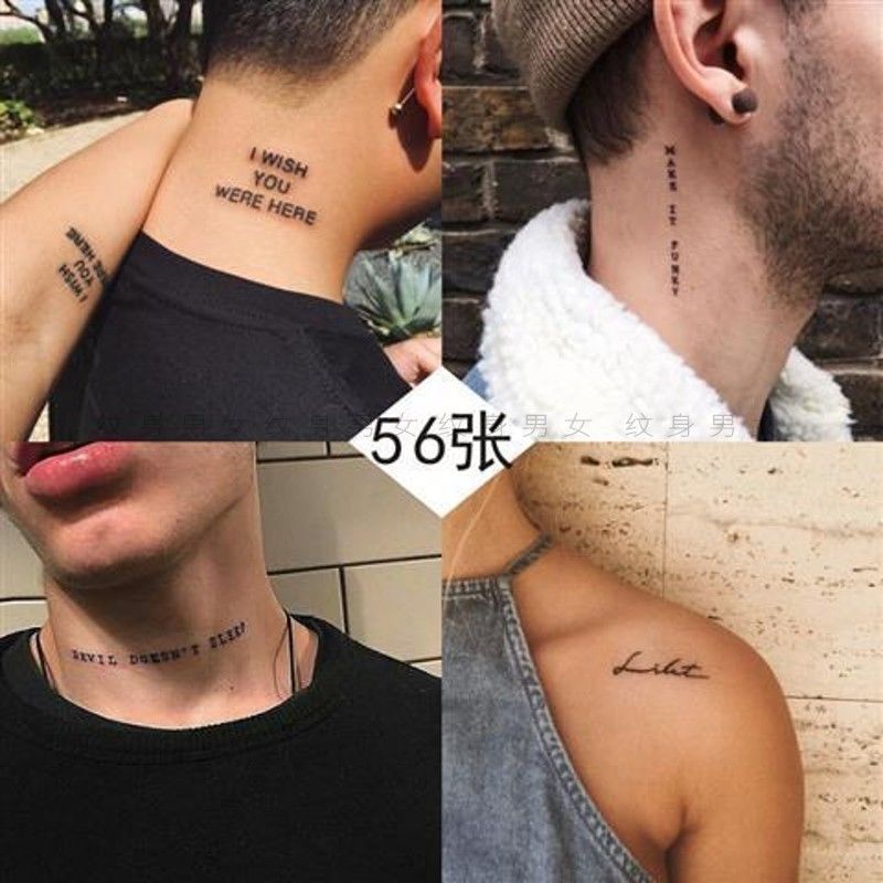 English tattoo stickers waterproof men's trendy women's long-lasting simulation ins style letters Internet celebrity tattoo stickers