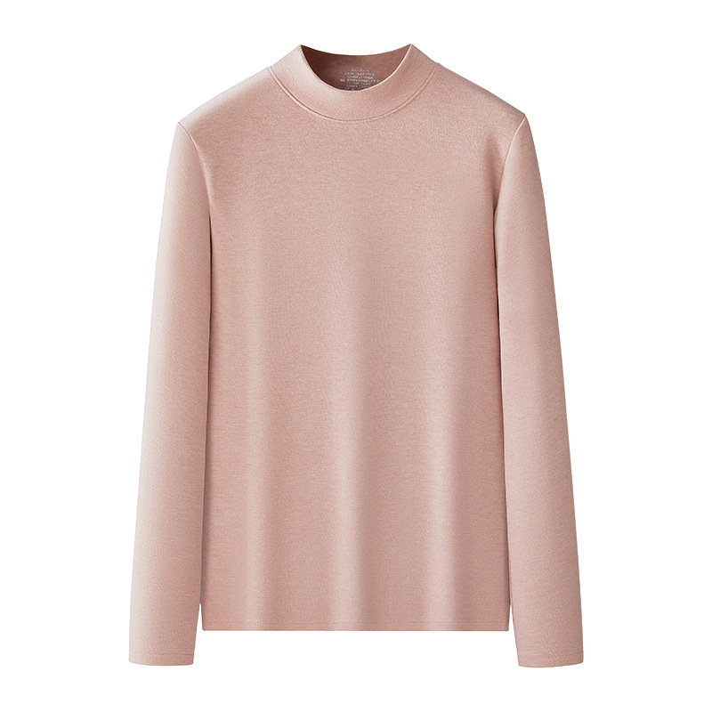 [Envío Gratis] Nueva Camiseta Térmica de Seda y Lana para Mujer, Otoño e Invierno, con Forro Polar y Cuello Medio Alto Engrosado