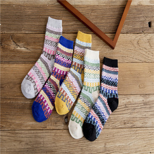 Amazon cross-border foreign trade supply autumn and winter two-way warm women's rabbit wool socks Tian Zi Ge national style women's socks