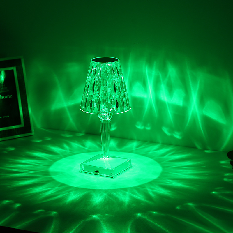 Lámpara de mesa decorativa, lámpara de cristal rosa, lámpara de ambiente, restaurante creativo, dormitorio, regalo romántico, luz nocturna con atenuación