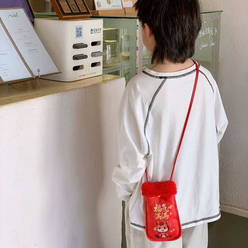 2026 bolsas de Año Nuevo para niños nuevos dibujos animados Año Nuevo Caballo sobre rojo lindo cordero para niños billetera de Año Nuevo
