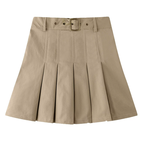 Khaki pleated skirt