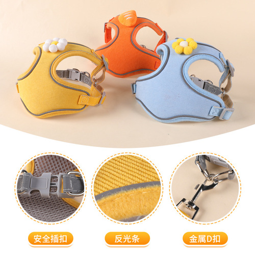 Dog traction rope three-dimensional cartoon accessories dog chest and back Teddy dog ​​walking rope cat walking rope to prevent the cat from breaking away when going out
