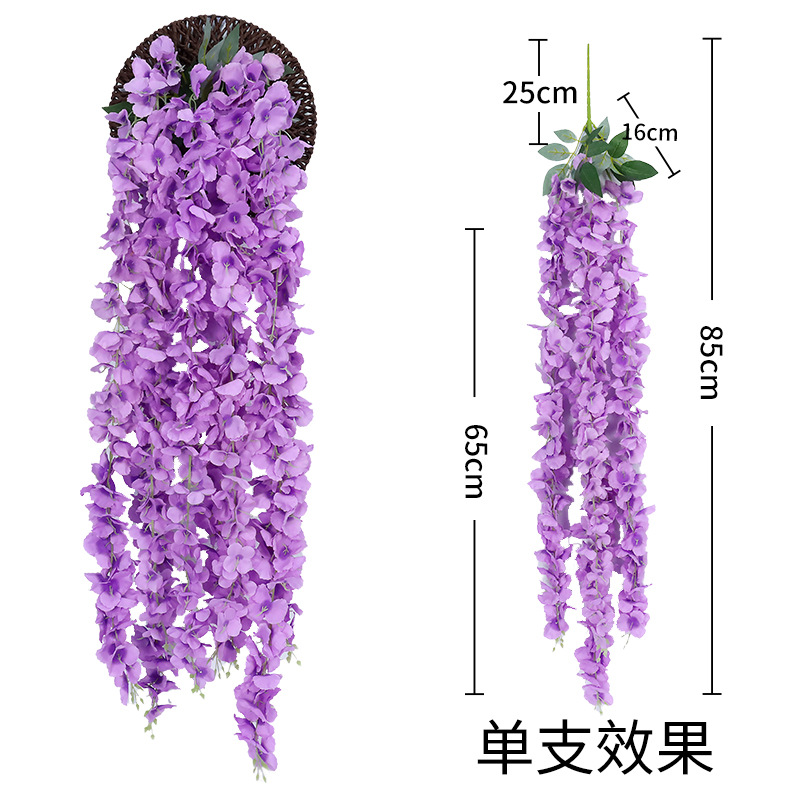 Flor de Wisteria artificial Flor de frijol rama Flor de frijol colgante boda falsa Flor de Wisteria decoración al por mayor Rama de Wisteria artificial
