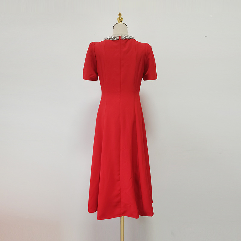 Elegant Retro Diamonds Stitching Bow Decorative Short Sleeved Maxi Dress 18 Elegant Retro Diamonds Stitching Bow Decorative Short Sleeved Maxi Dress