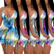 2026�羳���Q�¿�Dress sexy slim fit v-neck bodycon tie dye