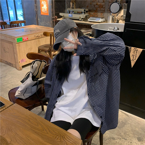 Women's 1688 Grid Sunscreen Blouse Jacket, Thin Design Fashion Niche Summer Outerwear Top Shirt, Thin Open Jacket for Summer