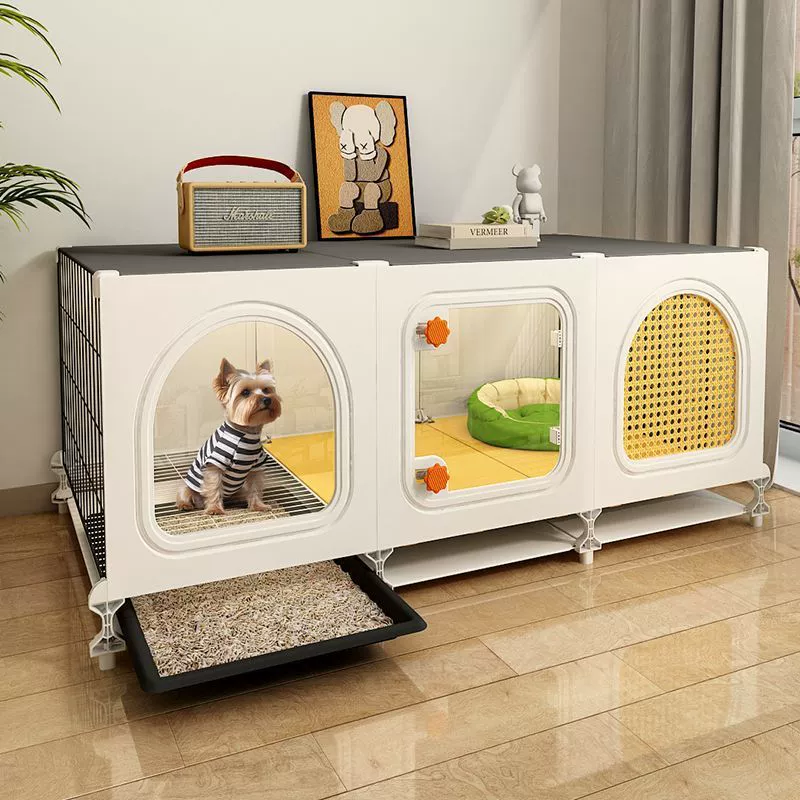 Клетка для собак мелких пород для дома с разделением на туалетную зону, клетка для питомцев, вольер для Тедди и Померанского шпица, однокомнатная клетка с коридором и ванной, для трансграничной доставки.