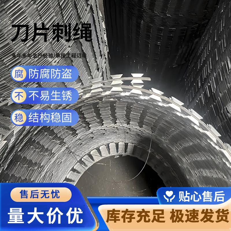 定制刀片刺绳围墙防爬刺铁丝厂家铁蒺藜防盗刺户外防锈铁丝网