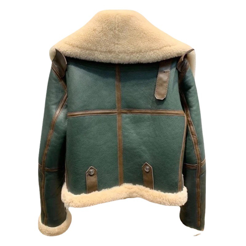 Männer Kleedung Plus Gréisst Wanterkleedung grouss Revers Motorrad Kleeder Fraen décke kuerze Pelz Ee Stéck Schaffell Schéiermantel_voghion.com