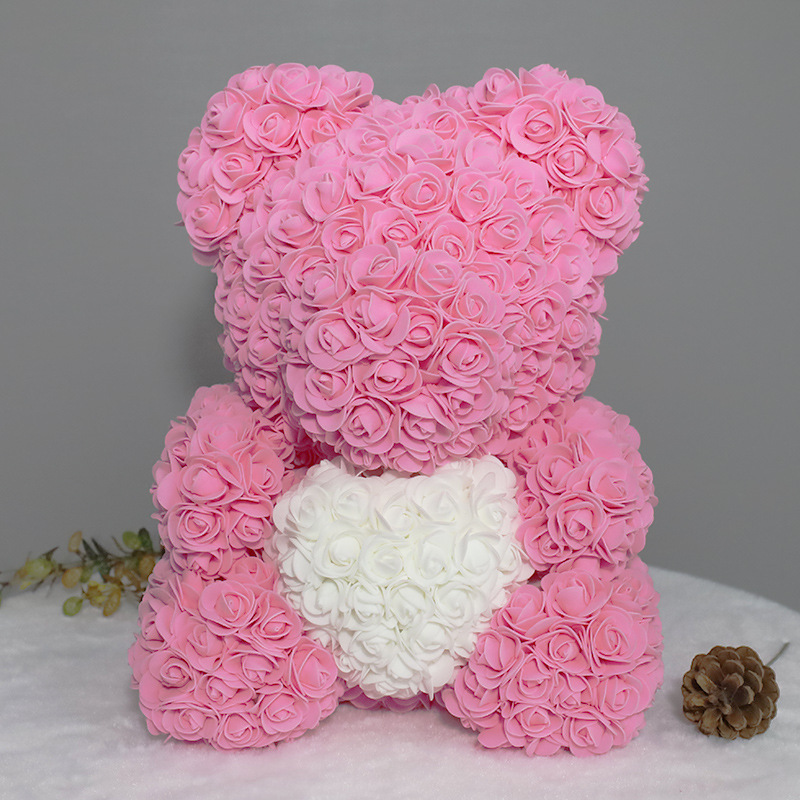 Oso de Rosas Artificiales Transfronterizo, Regalo de Cumpleaños, Regalo del Día de San Valentín Chino, Oso de Flores de PE Hecho a Mano, Producto Terminado