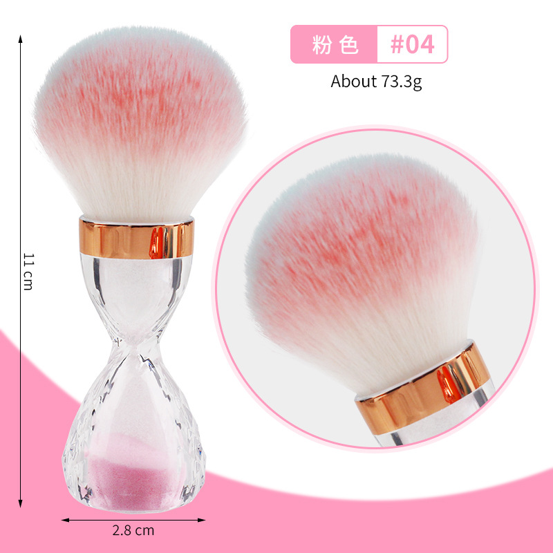 Nuevo cepillo de polvo de manicura transfronterizo tipo reloj de arena cepillo de limpieza de pelo suave herramientas de maquillaje de polvo de limpieza