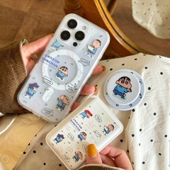 可爱卡通小新17Promax磁吸支架16Pro磁吸卡包适用苹果14Pro15Pro