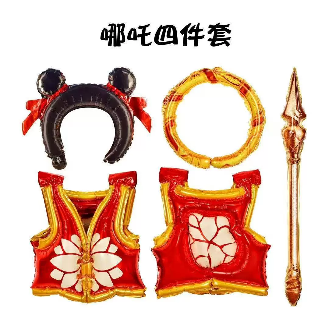 爆款卡通哪吒造型气球发箍铝膜头饰气球儿童生日派对装饰礼品套装