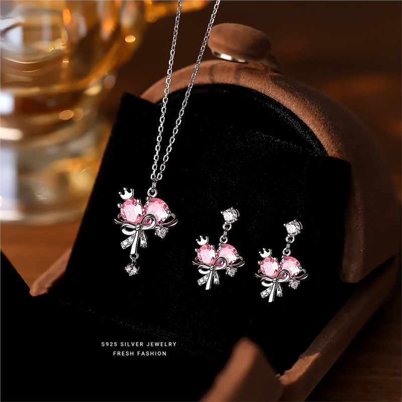 【 Pink Planet 】 Silver Bow Love Earnail Design Advanced Ear Jewelry Gift Set_voghion.com
