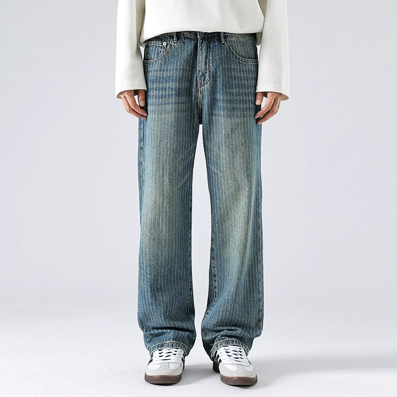  Denim демисезонные ретро брюки с элементами birds? (птица 家元素) Loose straight fit