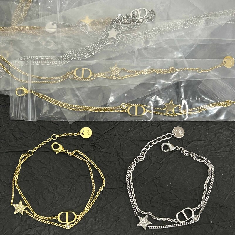 Cd Women's Star Pig Nose Double-Layer Bracelet D Brand 2025 New Hot-Selling Diamond-Encrusted Light Luxury Bracelet Classic Jewelry