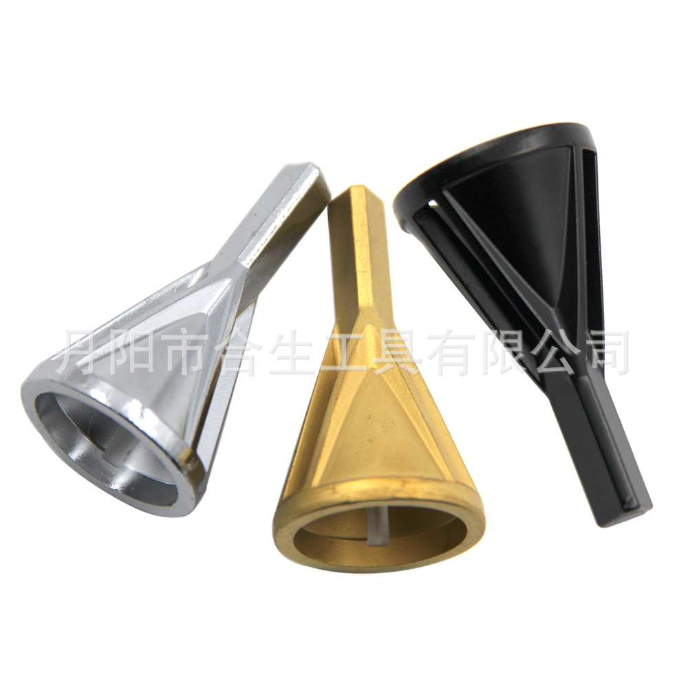 Nuevo biselador externo transfronterizo, desbarbado de acero de alta velocidad, mango triangular de tres hojas, mango hexagonal, taladro eléctrico negro dorado