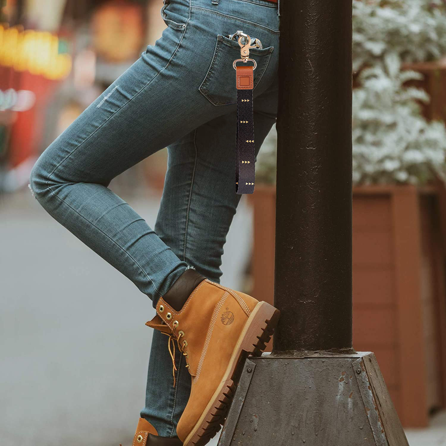 Venta caliente transfronteriza Nuevo poliéster engrosado geométrico estampado floral push teléfono móvil clave ID tarjeta titular cordón