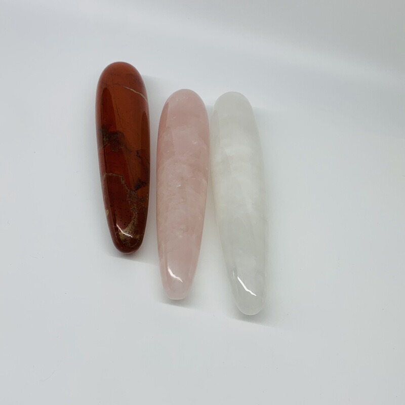 天然水晶多种材质雕刻原石打磨水晶按摩棒 图 2