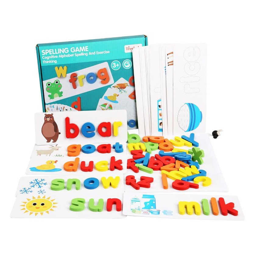 Educación temprana de los niños palabra juego 26 letras inglesas cognitiva iluminación juguetes kindergarten educativos rompecabezas madera