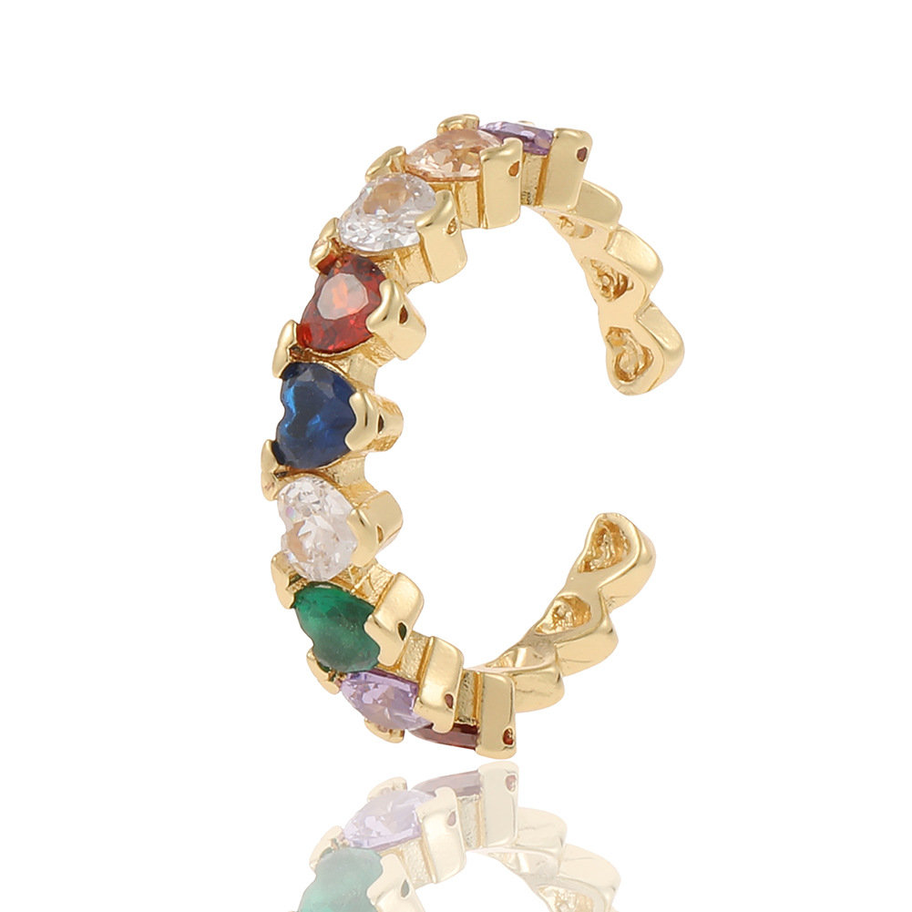 Fashion Heart Shape Copper Open Ring Plating Zircon Copper Rings