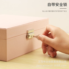 Earrings Box, Lockable Double-Layer Large Capacity Jewelry Organizer with Lock, for Earrings, Necklace, Ring, Bracelet Storage and Arrangement