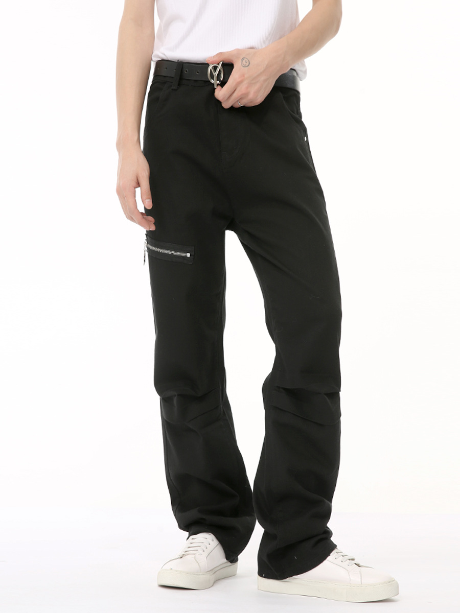 MTLCLOTHES Hombres| 2024 verano nuevos productos coreanos de alta calle zip empalme plegado diseño de pantalones de trabajo