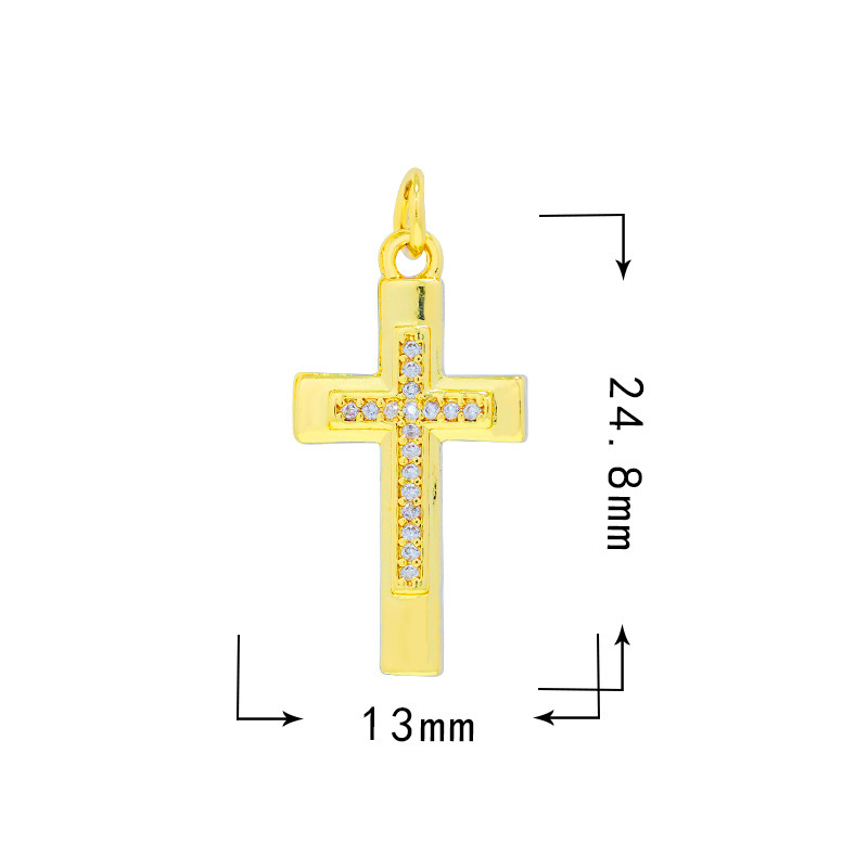 6g Weight Pendant Jewelry Making Type 25*17mm Jewelry Making Size Zircon Inlay Material DIY Jewelry Accessories Classification 1 Piece Quantity Copper Material Cross Pattern Plating Design Simple Style Style 1 Piece 25*17mm Copper Zircon Cross Pendant 9