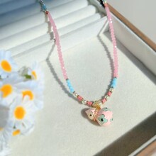 彩色滴油葫芦串珠项链简约高级感小众时尚精致复古珍珠毛衣链