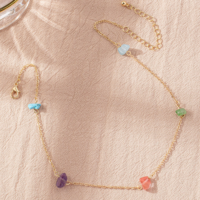 Fashion natural stone retro gravel amethyst necklace