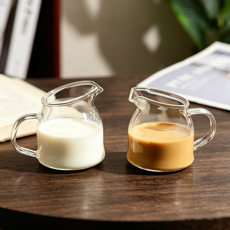 Cross-border supply of high borosilicate glass small milk cups, transparent mini coffee utensils, 100ml household honey milk jars