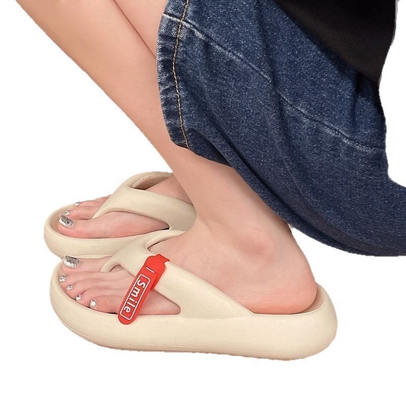 Korean-Style Slippers, Non-Slip Top Quality Casual Sandals, Flat Solid Color Flip-Flops, Waterproof Platform For Women_voghion.com