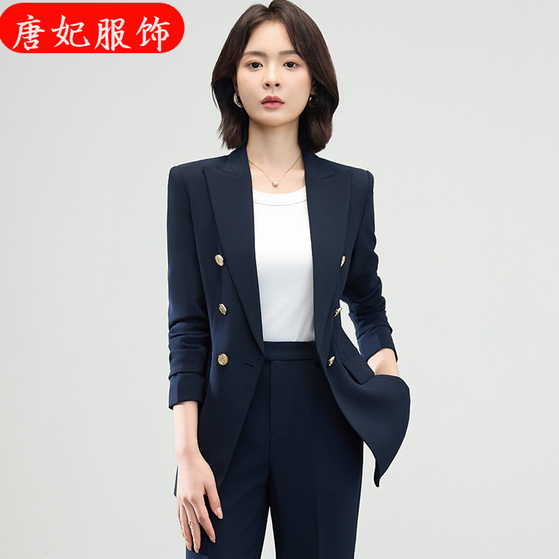 High-End Long-Sleeve Blazer with Small Suit Collar and Pants for Women, New Autumn and Winter Two-Piece Set, Slim Fit, Trendy for Commuting