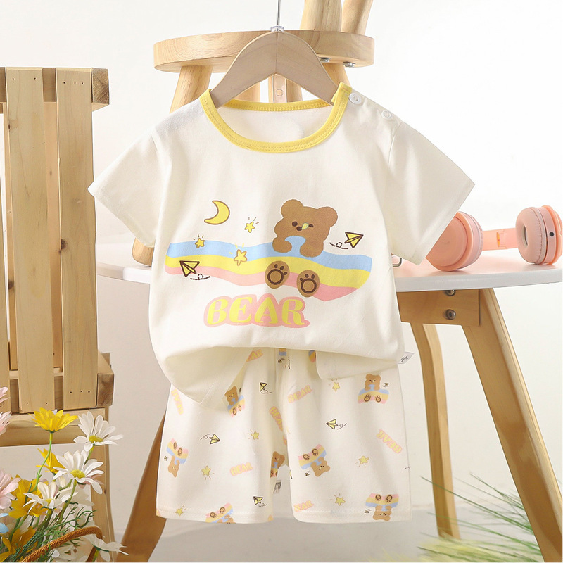 Cross-Border 2026 New Children's Short-Sleeve Set Summer Pure Cotton Boys' Clothing Thin Style Girls' Summer Outfit Baby Children's Clothing