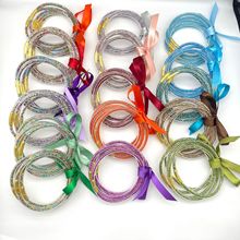 2025年亚马逊跨境时尚百搭硅胶五层米珠七彩色纯色简约手环首饰