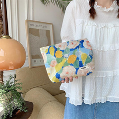3432 Monet Garden Style Makeup Bag Portable Canvas Travel Toiletry Bag Skincare Storage Bag Handbag