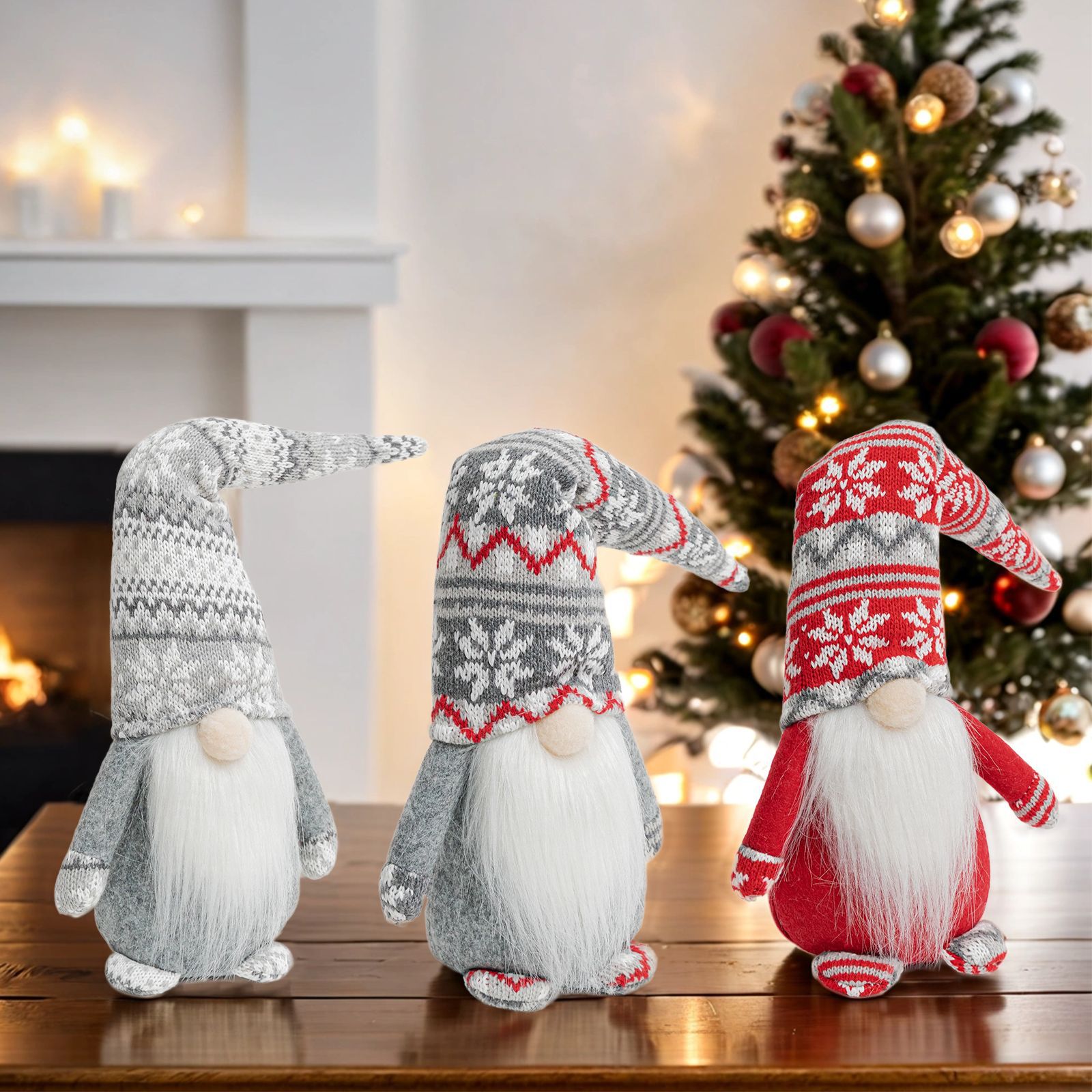 Navidad transfronteriza muñeca sin cara de punto gorro de copo de nieve encantador duende enano Rudolph muñeca decoración