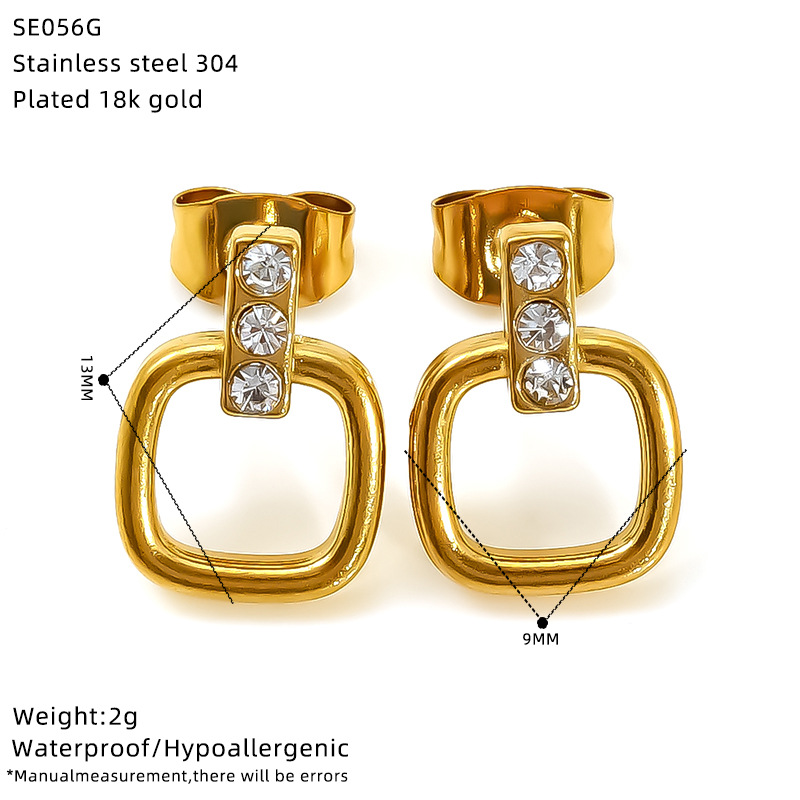 Holiday, Daily Occasion 1 Pair Elegant Solid Color Inlay Titanium Steel Zircon Ear Studs