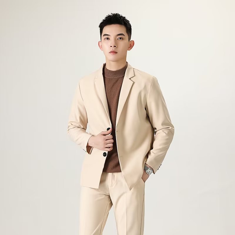 Guapo traje de primavera y otoño de alta calidad chaqueta de hombre ligero maduro casual todo partido marca de moda SLIM-Fit chaqueta de moda de un solo Oeste