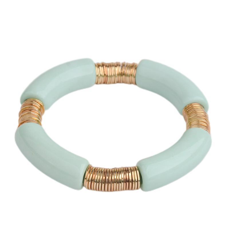 Ferroalloy Chain Material 1 Piece Quantity Simple Style Classic Style Round Arylic Metal Beaded Bracelets Wholesale