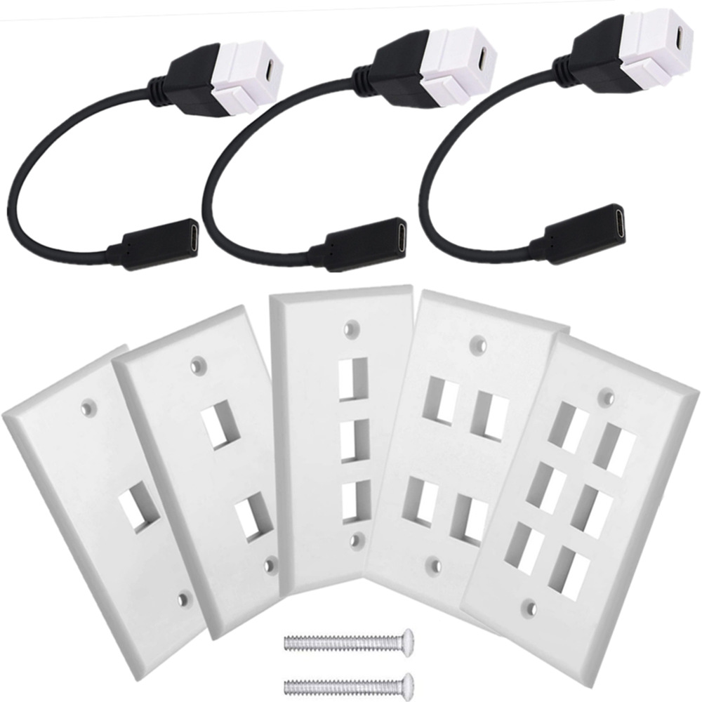 USB3.1版本USBTYPE-C母带线插座带卡扣面板母口线USB墙插直插面板