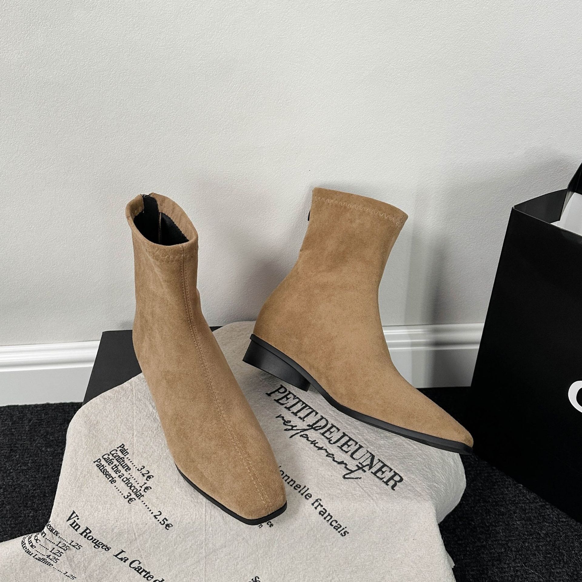 Botines Martin con tacón grueso para mujer de 6 cm, microfibra, cremallera trasera, térmicos, para uso diario