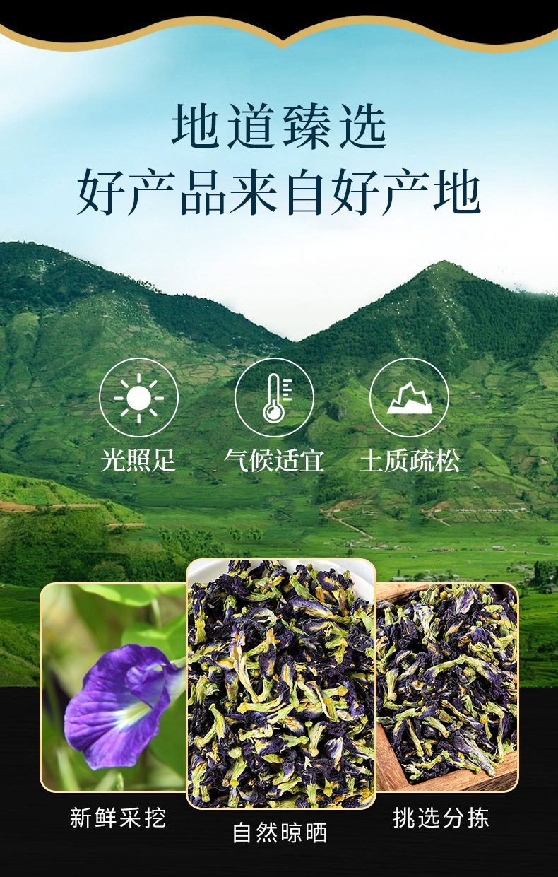 Butterfly Pea Flower (Clitoria ternatea) — Dried Blue Butterfly Herbal Tea, 500g overview