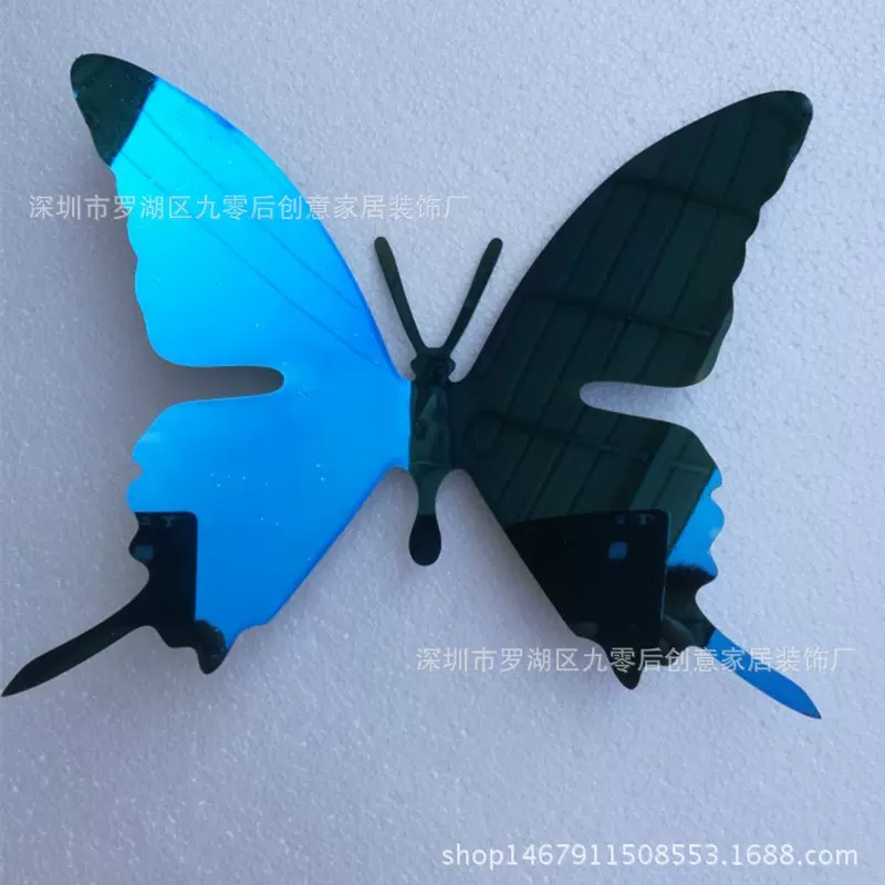 金属不锈钢宝蓝色镜面立体仿真婚庆蝴蝶道具售楼部户外公园摆件