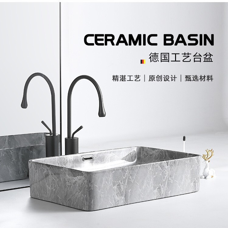 Marble Ceramic Integrated Basin Countertop Basin Bathroom Sink Single-Hole Washbasin Countertop Marble Top Marble Ceramic Integrated Basin Countertop Basin Bathroom Sink Single-Hole Washbasin Countertop Marble Top