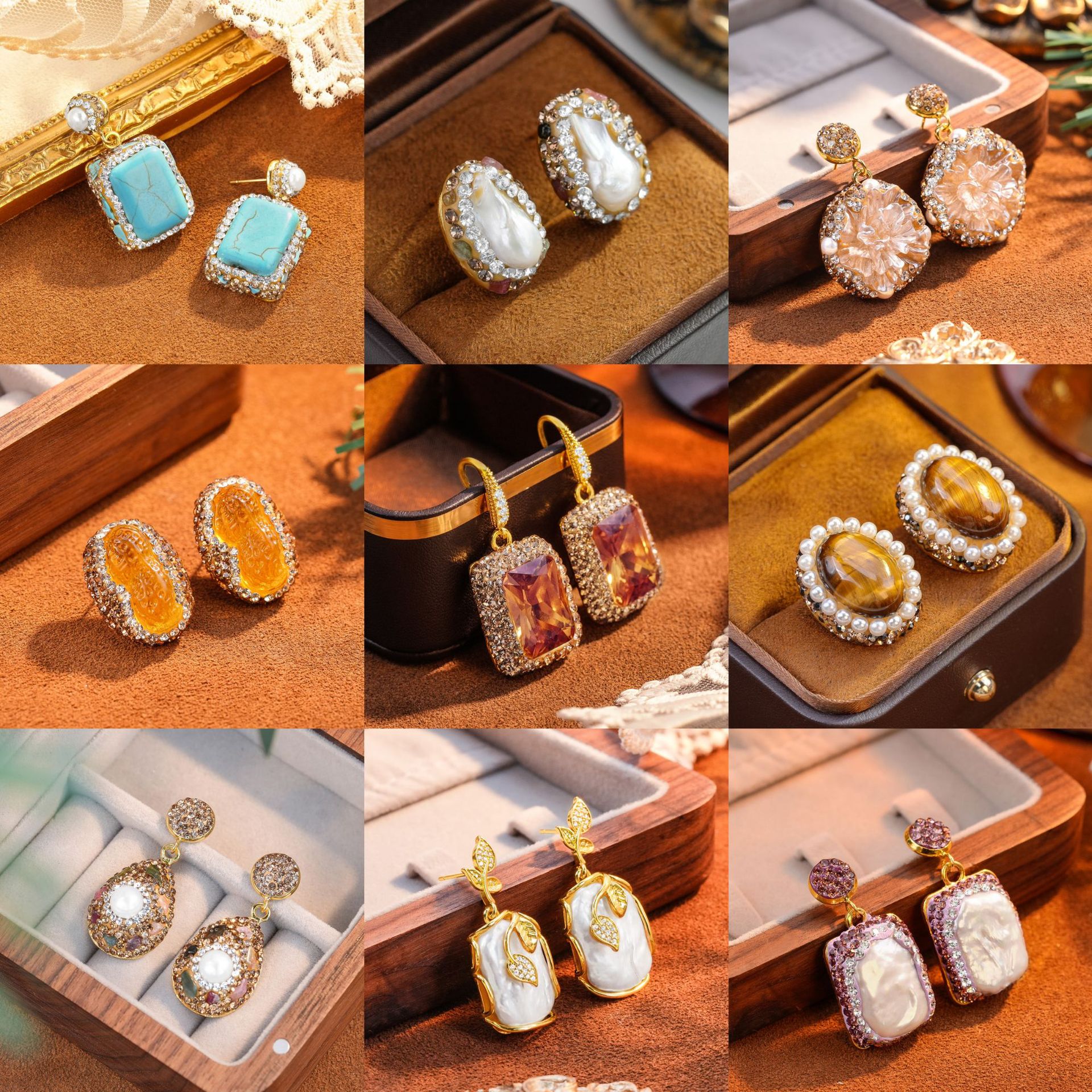 Full set zircon s925 silver needle short tassel Joker earrings women's niche light luxury high-end temperament earrings wholesale