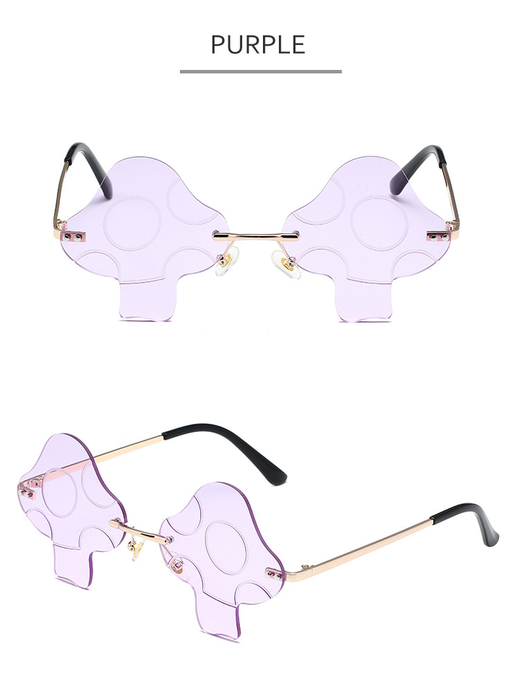 45g Weight Frameless Glasses Structure Sunglasses Classification PC, UV400 Protection, Tinted Lenses Lens Material Special-Shaped Mirror Glasses Style Casual, Outdoor, Beach Occasion Mushroom Pattern All Seasons Season Unisex Gender Novelty, Modern Style Style Novelty Modern Style Mushroom PC UV400 Protection Tinted Lenses Special-Shaped Mirror Frameless Women's Sunglasses 9