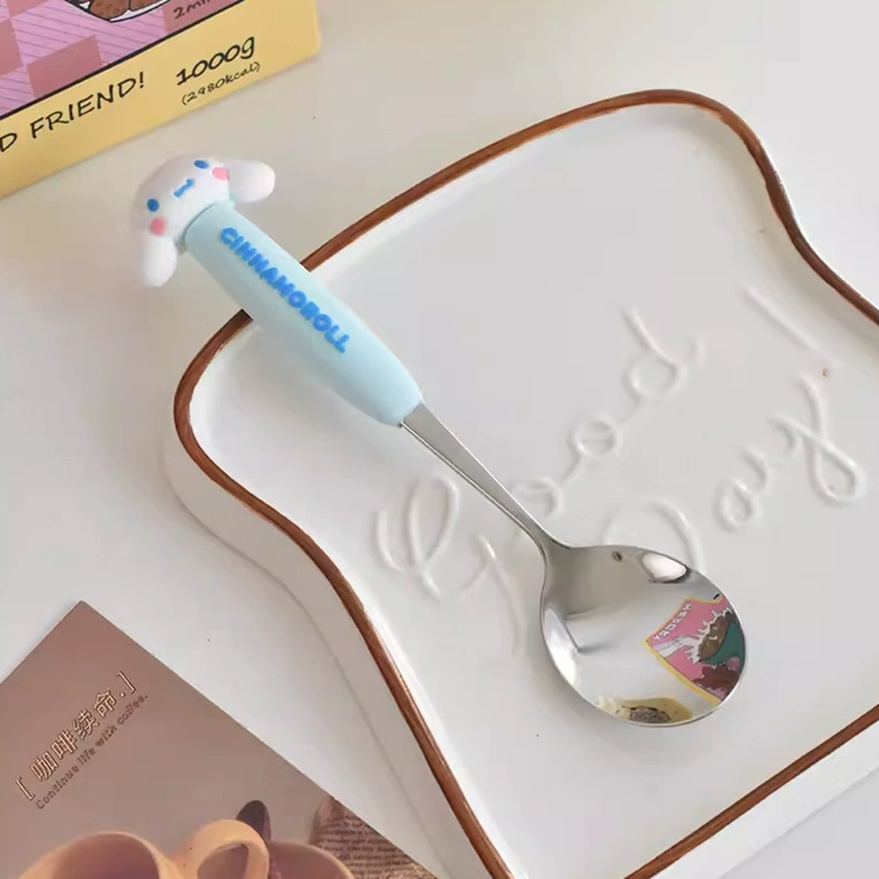 Столовый набор Sanrio: ложка и вилка с детскими фигурными ручками, 22 см, нержавеющая сталь
